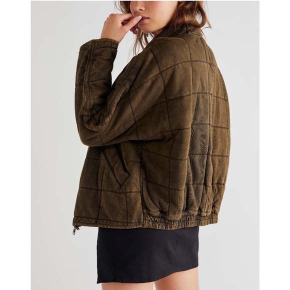 Free People Dolman Quilted Knit Jacket Dusted Military XS - Picture 2 of 5